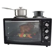 Portable Electric Oven with Hot Plates Kitchen Benchtop Grill Rotisserie 34L