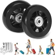 LimCryspp 2PCS Replacement Luggage Wheels, Suitcase Wheel Repair Kits, 75 X 24Mm Luggage Suitcase Replacement Wheels, Rubber Swivel Caster Wheels Bearings (75 * 24)