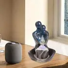LED Backflow Incense Burner Couple Statue Aroma Ornament for Yoga Desk