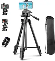UBeesize 54'' Camera Tripod, Phone Tripods for iPhone with Bag, Travel Tripode Stand with Remote Compatible with iPhone 15/14/13/12/11, Android Phones, Cameras, DSLR and Gopro