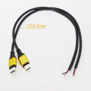 50pcs 30cm Alloy Host OTG USB C Type-C Male Plug 4 Wires Power Pigtail Cable DIY