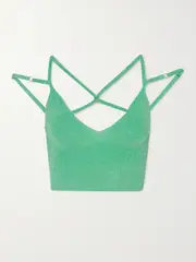 [Jacquemus] Jacquemus - Cropped Cold-shoulder Linen Top - Green - FR 42 FR 42 Green