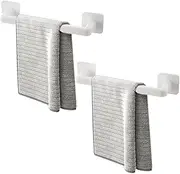 2-Pack 12-Inch (30cm) Self-Adhesive Towel Bar, Slippers Bar, Hand Towel Hanger, and Short Plastic Wall Mount Rack for Kitchen, Bathroom, and Laundry Room