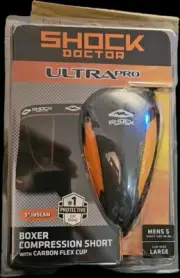 Shock Doctor Ultra Pro Boxer Compression Shorts w/ Ultra Carbon FlexCup-Size SM