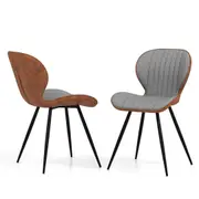 Costway Mordern Armless Dining Chair Set of 2 Accent Bar Chair w/ Curved Backrest Grey