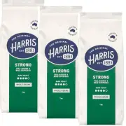 NEW Harris Coffee Whole Beans Full-Bodied Espresso Dark Roast 1kg 3 Pack Bulk