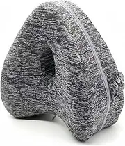 Knee Pillow for Side Sleepers with Elastic Strap, Memory Foam Leg Pillow for Better Sleeping with Breathable & Washable Cover(Grey)