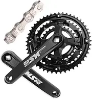 Bicycle Crankset, Mountain Bike Crankset 170mm Square Tapered MTB Cranksets 28-38-48T Triple Round Chainring Crank Arm with 6/7/8/9 Speed Chain