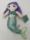 NWT Linzy Toys Mermaid Plush Doll 13” Purple Hair, Green Bikini Top & Tail