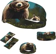 [QMNEHJ] Sports Headband for Men Women Moisture Wicking Athletic Sweatband River Bear Mom Workout Sweat Bands Non Slip Headbands Stretchy Hairband for Running Cycling Football Yoga