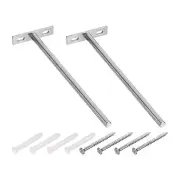 2Pcs 8 Inch Wall Mounting Floating Shelf Bracket Blind Shelf Support, Silver