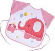 1pc Eating Apron for Mess Sleeveless Bib with Pink Elephant Pattern for Painting and Eating Suitable for Ages Years Easy to Clean and Reusable
