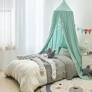 Princess Decor Canopy for Kids Bed, Soft and Durable Bed Canopy for Girls Room Tent Canopy Dreamy Mosquito Net Bedding, Children Reading Canopies Indoor(Green)