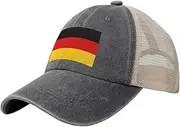 [Generic] Flag of Germany Cowboy Mesh Baseball Cap for German Man Woman Outdoor Adjustable Denim Hat