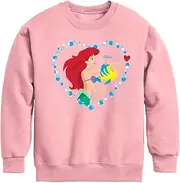 [Disney] Princess - Ariel Heart - Valentine's Day - Boys and Girls Youth Crewneck Fleece Sweatshirt - Size Medium Mauve