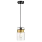 Globe Electric 61250 Dionne 1-Light Pendant, Matte Black, Brass Accents, Clea...