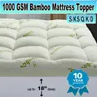 1000GSM Bamboo Mattress Topper Pad Fibre Soft Underlay Queen King Double