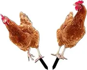 Mipcase Garden Chicken Yard Sign Insert 2pcs Lifelike Chicken Stake Rustic Decor for Outdoor Farmhouse Style