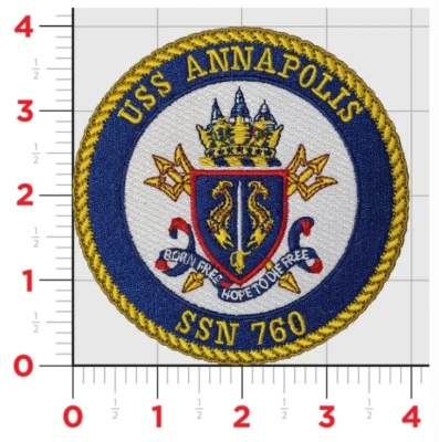 NAVY USS ANNAPOLIS SSN-760 EMBROIDERED PATCH WITH HOOK & LOOP