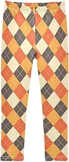 [Joisal] Girls Leggings 4T Plaid Patchwork Comfortable Stretch Pants for Girls