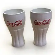 Set of 2 Vintage 2003 Coca-Cola Ceramic Shake Glasses White