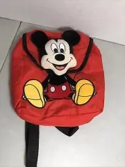 Disney Mickey Mouse Mini Backpack Red Black Plush 10" NWT