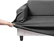 Sherwood Home Premium ECO-Friendly Faux Suede Elastic and Stretchy Fabric Recovers to Shape Quickly Sewn-in Elastic Bands for Chair Cover Couch Sofa Cover Protector Multipurpose - Charcoal 3 Seater