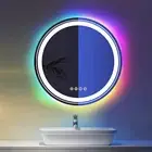 60CM/80CM Round RGB Backlit Led Bathroom Mirror Dimmable Anti-fog Vanity Mirror