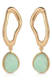 Ettika Organic Wave Semiprecious Stone Earrings in Amazonite And Gold at Nordstrom One Size
