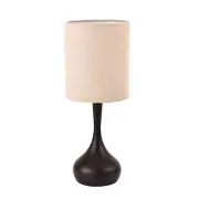 KUNJOULAM Modern Table Lamp Brown Base, 17.3" Small Desk Light with Metal Dro...