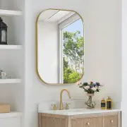 Trielle 24" Rectangular Aluminum Framed in Brushed Gold Bathroom Wall Mirror