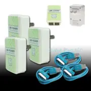 3X 4 USB PORT WALL ADAPTER+10FT CABLE POWER CHARGER AQUA FOR IPHONE 4S IPOD IPAD