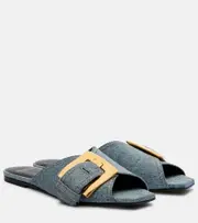 [Balmain] Balmain Anthem denim slides AU 7 blue
