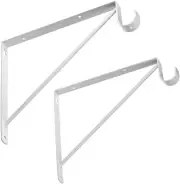 2 Pcs Shelf and Rod Brackets, Wall Mounted Shelf Supports White,Srb300