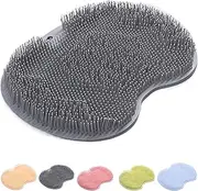 IHOUZE Shower Foot & Back Scrubber, Wall-Mounted Scrubber with Suction Cups, Silicone Bath Massage Cushion Brush, Massager Mat, Gentle Exfoliating and for All Kinds of Skin Gray
