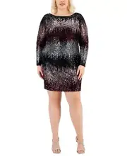 B. Darlin Womens Plus Sequined Knee-Length Cocktail and Party Dress 14W