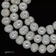 White Freshwater Pearl Potato Oval Beads 6.5-7mm 16" #66241