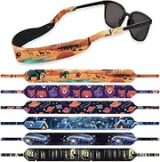 [DOODLREAM] 6Pcs Floating Sunglass Straps, Lightweight Neoprene Glasses Holder Straps with 6 Different Animals Planets Pattern, Colorful Printed Eyewear Retainer