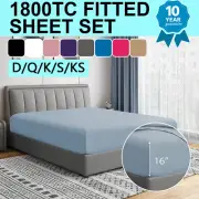 1800TC Ultra Soft Bed Fitted Sheet Set Pillowcase Double/Queen/King/Single AU
