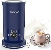 DEVINC Milk Frother, 4-in-1 Milk Frother and Steamer, Hot and Cold Foam Maker and Milk Warmer with Auto Shut-Off, Electric Frother for Coffee, Latte, Cappuccino, Matcha,M Fr