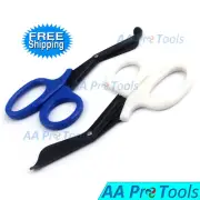 2 Trauma Paramedic EMT Shears 5.5" Fluoride Coated Blades (Royal-Blue + White)