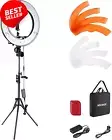 Ring Light 18 Inch Kit, 55W 5600K LED with Stand, Phone Holder, Soft Tube & Bag