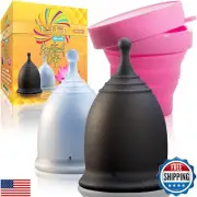 Talisi Menstrual Cups with Foldable Silicone Sterilizer - Soft Reusable Perio