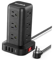 Extension Cord with Multiple Outlets, Surge Protector Power Strip Tower, 12 AC