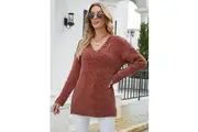 GLAM CHENILLE PULLOVER SWEATER - RUST