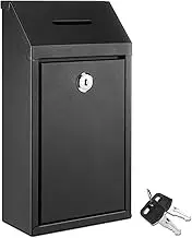 Yaocom Metal Donation Cash Box Collection Safe Suggestion Box with Lock Wall Mounted Mailbox Delivery Ballot Container for Home Office Outdoor Door