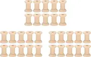 30Pcs Wooden Empty Thread Spools Natural Color 29mm X23mm