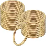 uxcell 20pcs Split Keychain Rings, 30mm Round Flat Keyrings Stainless Steel Open Key Chain Ring Dog Tag Rings for DIY Keychain Craft Lanyard, 1.8mm Thick, Gold