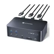 AV Access iDock D23 8K KVM Switch Docking Station for 2 Computers PCs & 3 Mon...