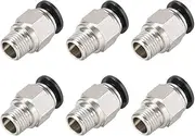 uxcell Straight Pneumatic Push to Quick Connect Fittings 1/4NPT Male x 10mm Tube OD Silver Tone 6pcs
